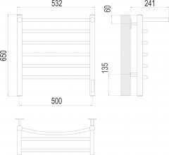 Полотенцесушитель TERMINUS Классик с/п П6 500х650 Электро (quick touch)