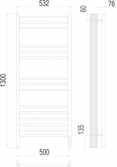 Полотенцесушитель TERMINUS Аврора П15 500х1300 электро (sensor quick touch)