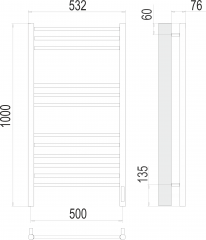 Полотенцесушитель TERMINUS Аврора П12 500х1000 электро (sensor quick touch)