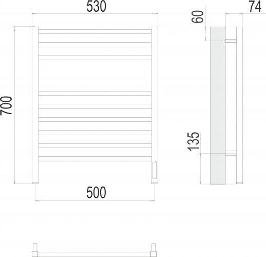 Полотенцесушитель TERMINUS) Ватикан П9 500х700 электро (sensor quick touch)