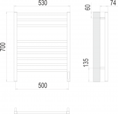 Полотенцесушитель TERMINUS) Ватикан П9 500х700 электро (sensor quick touch)