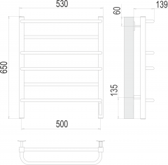 Полотенцесушитель TERMINUS Евромикс квадро П6 500х650 Электро (quick touch)