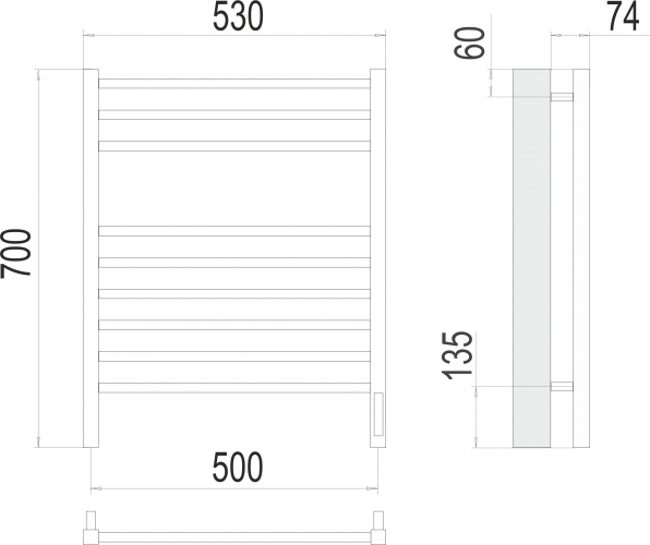 Полотенцесушитель TERMINUS) Сицилия П9 500х700 электро (sensor quick touch)