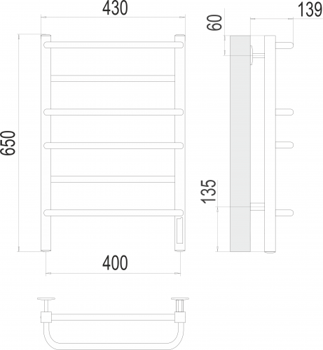Полотенцесушитель TERMINUS Евромикс квадро П6 400х650 Электро (quick touch)