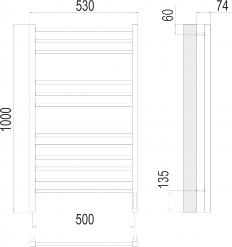 Полотенцесушитель TERMINUS) Сицилия П12 500х1000 электро (sensor quick touch)