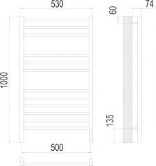 Полотенцесушитель TERMINUS) Сицилия П12 500х1000 электро (sensor quick touch)