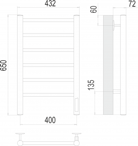 Полотенцесушитель TERMINUS Аврора П6 400х650 Электро (quick touch)
